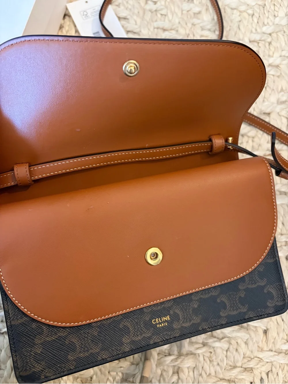 DUO WALLET ON STRAP IN TRIOMPHE CANVAS AND CALFSKIN - Picture 3 of 7